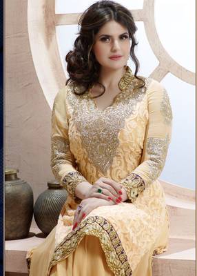 Cream embroidered georgette salwar 2