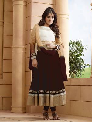 Brown embroidered georgette salwar 1