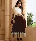 Brown embroidered georgette salwar