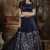 Navy Blue Sequins Embroidered Organza Semi Stitched Bridal Lehenga