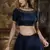 Navy Blue Sequins Embroidered Organza Semi Stitched Bridal Lehenga