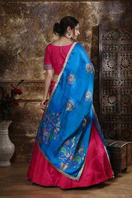 Pink Sequins Embroidered Silk Semi Stitched Bridal Lehenga 4