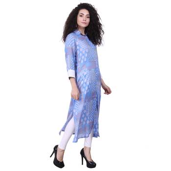 Blue Printed Viscose Kurti 2