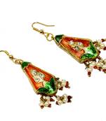 Jodhpuri Unique Red Green Lacquer Fashion Earrings