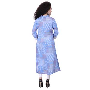 Blue Printed Viscose Kurti 4
