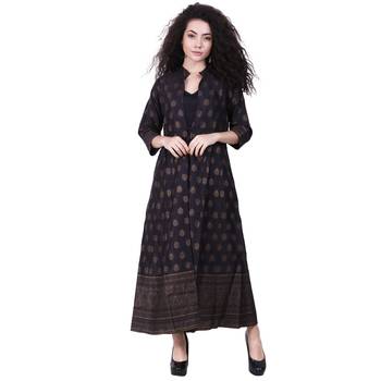 Black Printed Silk Kurti 1