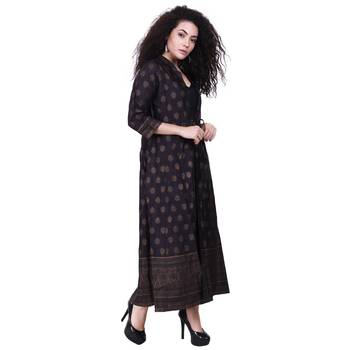Black Printed Silk Kurti 2