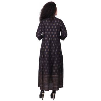 Black Printed Silk Kurti 4