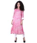 Pink Printed Viscose Kurti