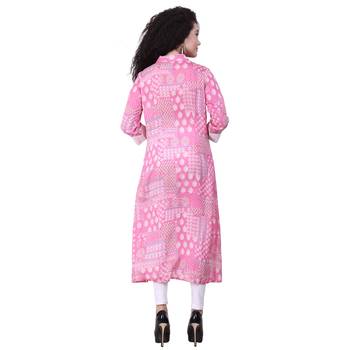 Pink Printed Viscose Kurti 4