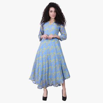 Blue Printed Crepe Kurti 2