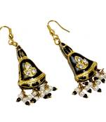 Traditional Stylish Black Lacquer Fashion Earrings
