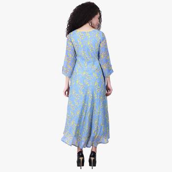 Blue Printed Crepe Kurti 4