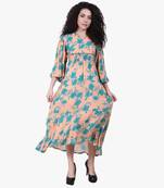 Peach Printed Rayon Kurti