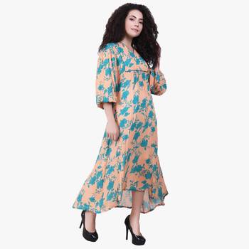 Peach Printed Rayon Kurti 2