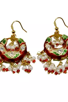 Sanganeri Sexy Red Green Lacquer Fashion Earrings