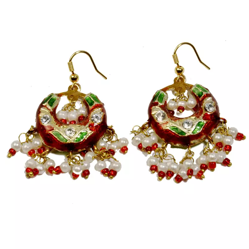 Sanganeri Sexy Red Green Lacquer Fashion Earrings