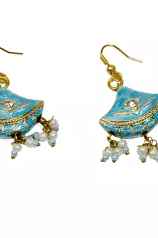 Rajasthani Stylish Girl Turquoise Lacquer Earrings
