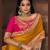 Mustard embroidered silk blend saree with blouse
