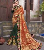 Multicolor embroidered silk blend saree with blouse