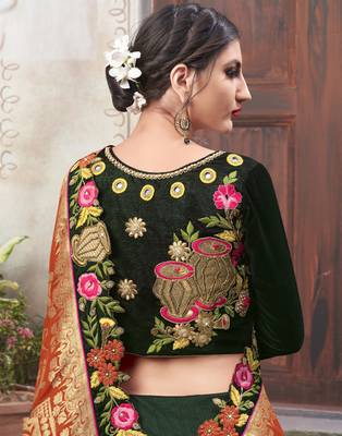 Multicolor embroidered silk blend saree with blouse 3