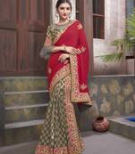 Multicolor embroidered silk blend saree with blouse