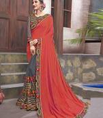 Multicolor embroidered silk blend saree with blouse