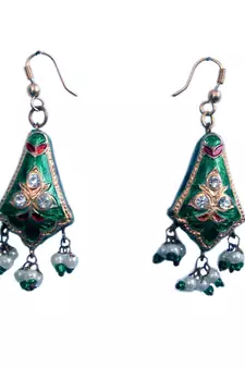 Jaipuri Designer Green Fashion Earrings Jewellery