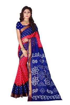 Multicolor hand woven art silk saree with blouse 1