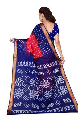 Multicolor hand woven art silk saree with blouse 2