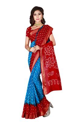 Multicolor hand woven art silk saree with blouse 1