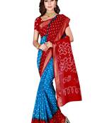 Multicolor hand woven art silk saree with blouse