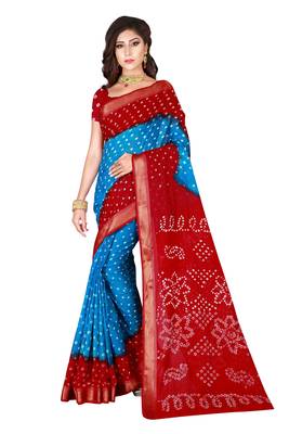 Multicolor hand woven art silk saree with blouse 3