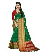 Green woven chanderi silk saree with blouse