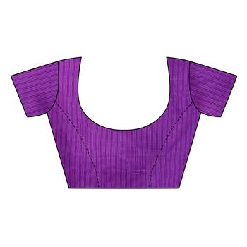 Purple printed art silk saree with blouse 5