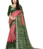 Multicolor hand woven art silk saree with blouse