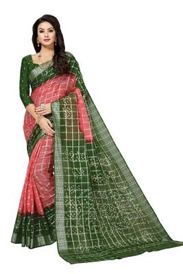 Multicolor hand woven art silk saree with blouse 3