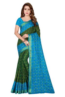 Multicolor hand woven art silk saree with blouse 1