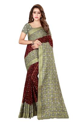 Multicolor hand woven art silk saree with blouse 1