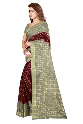 Multicolor hand woven art silk saree with blouse 3