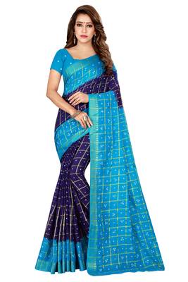 Multicolor hand woven art silk saree with blouse 1