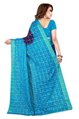 Multicolor hand woven art silk saree with blouse 2