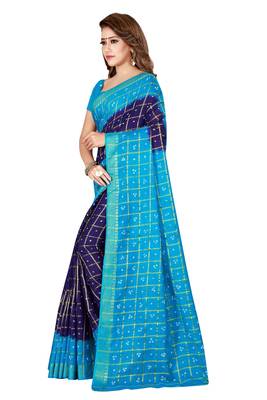 Multicolor hand woven art silk saree with blouse 3