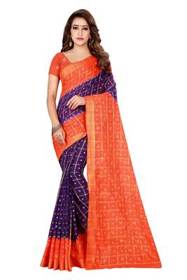Multicolor hand woven art silk saree with blouse 1