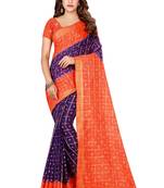 Multicolor hand woven art silk saree with blouse