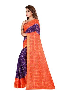 Multicolor hand woven art silk saree with blouse 3