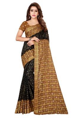 Multicolor hand woven art silk saree with blouse 1