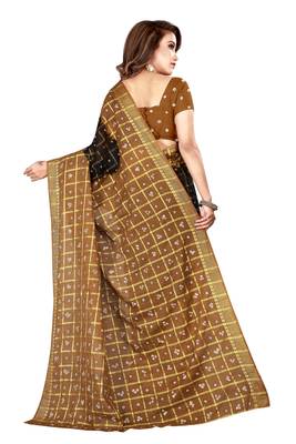 Multicolor hand woven art silk saree with blouse 2