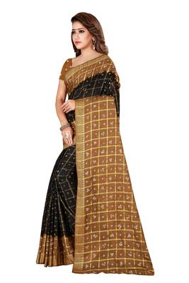 Multicolor hand woven art silk saree with blouse 3