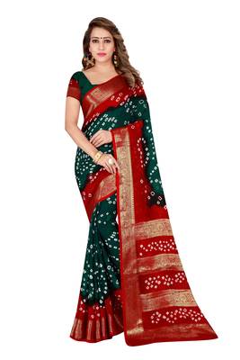 Multicolor hand woven art silk saree with blouse 1